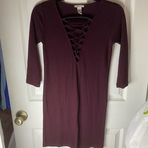 Burgundy sweater dress